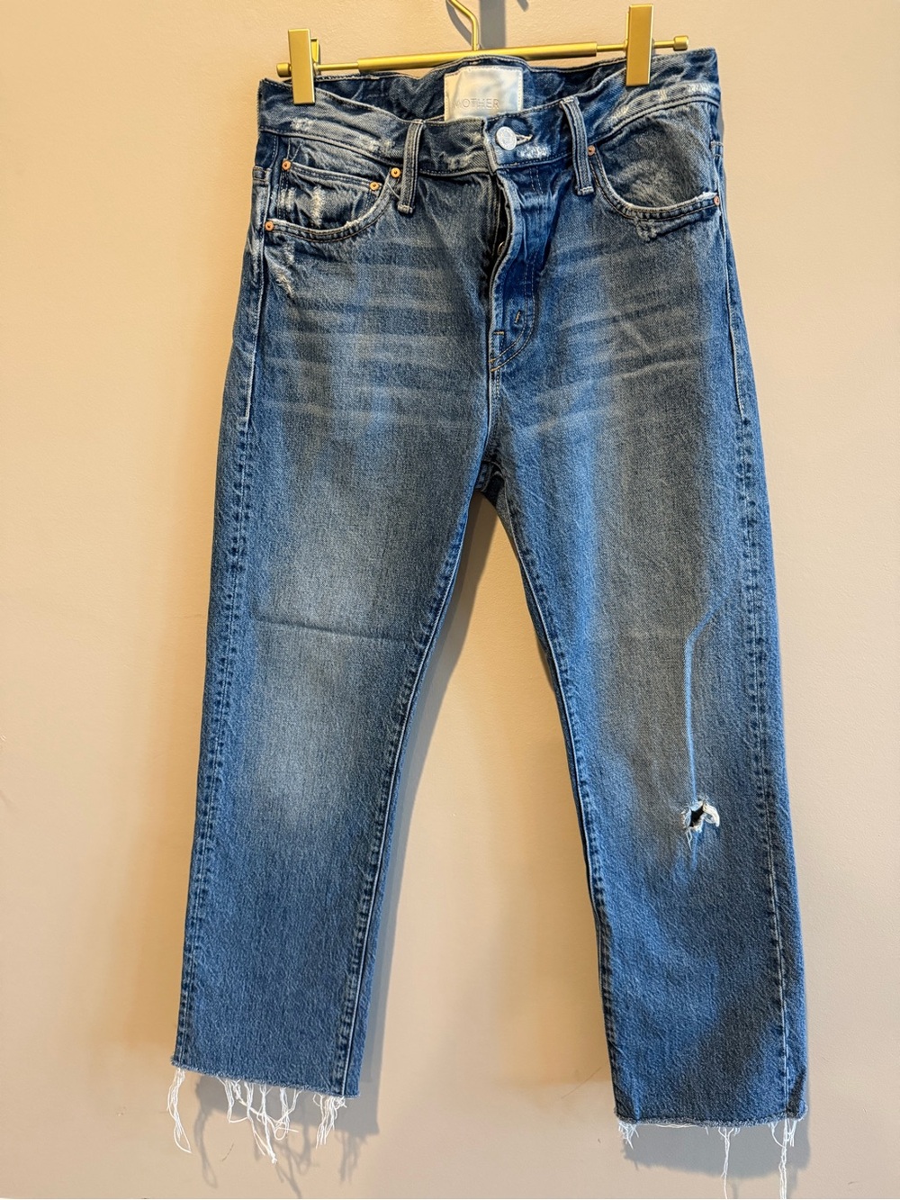 MOTHER The Scrapper Cuff Ankle Fray Jeans “Take Me Higher” Wash | Size 25